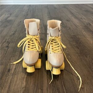 Altar'd State Cream Roller Skates with Yellow Accents